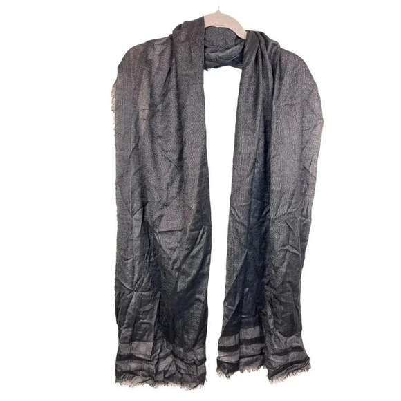 Kinross cashmere scarf lightweight black NWT - Picture 1 of 15